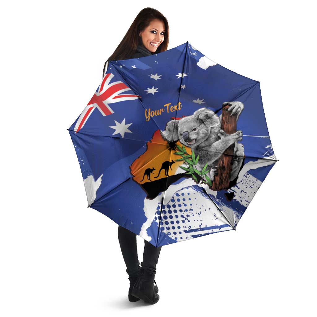 Koala Australia Personalised Umbrella Aussie Map Flag Color Grunge Pattern