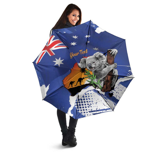 Koala Australia Personalised Umbrella Aussie Map Flag Color Grunge Pattern