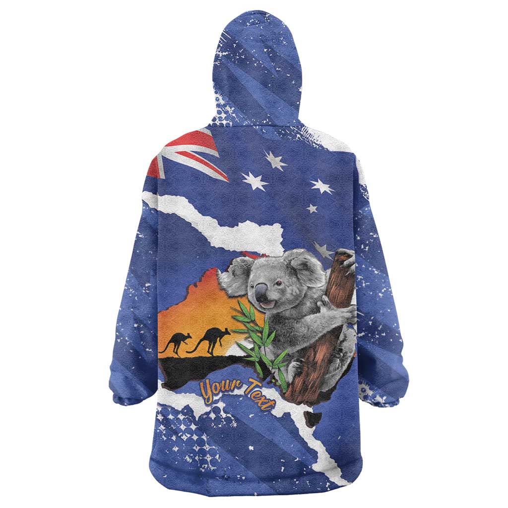 Koala Australia Personalised Wearable Blanket Hoodie Aussie Map Flag Color Grunge Pattern