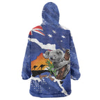 Koala Australia Personalised Wearable Blanket Hoodie Aussie Map Flag Color Grunge Pattern