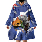 Koala Australia Personalised Wearable Blanket Hoodie Aussie Map Flag Color Grunge Pattern