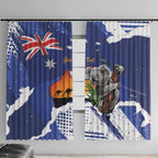 Koala Australia Personalised Window Curtain Aussie Map Flag Color Grunge Pattern
