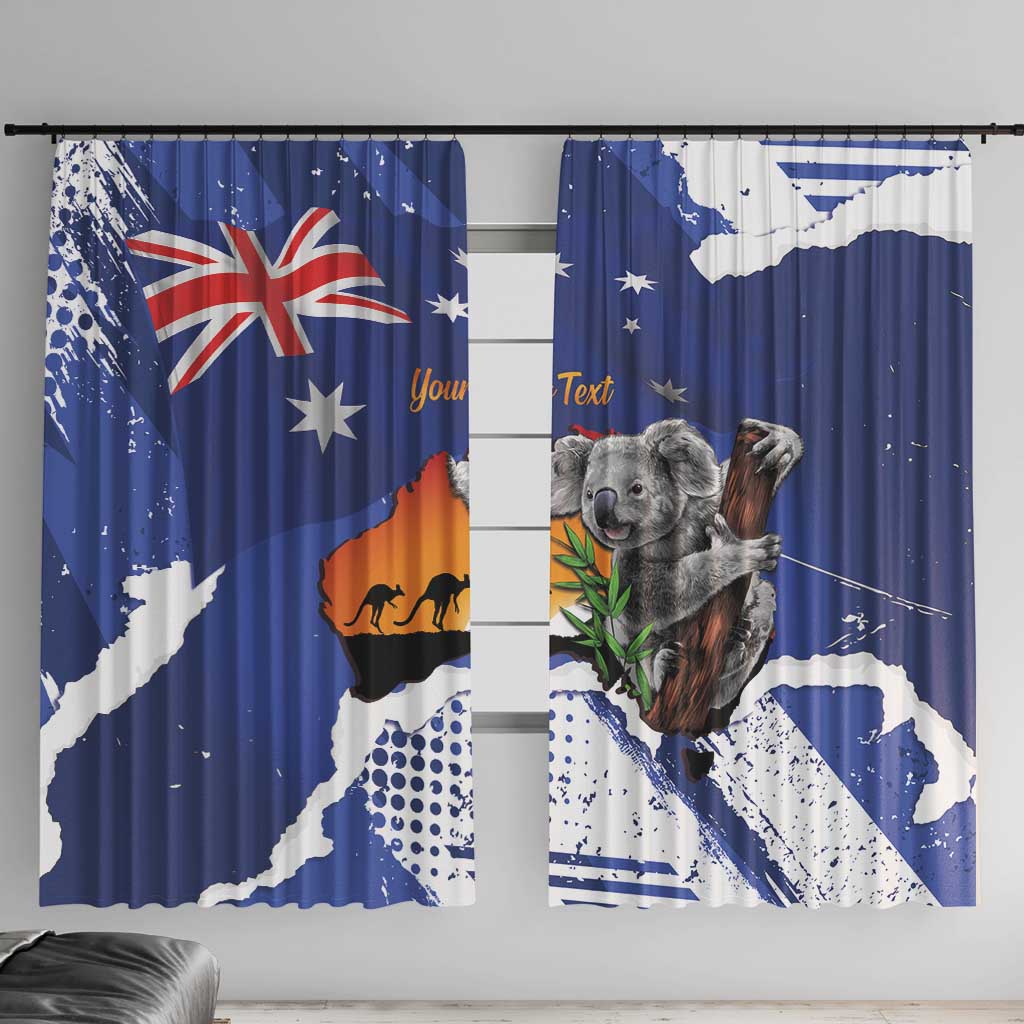 Koala Australia Personalised Window Curtain Aussie Map Flag Color Grunge Pattern