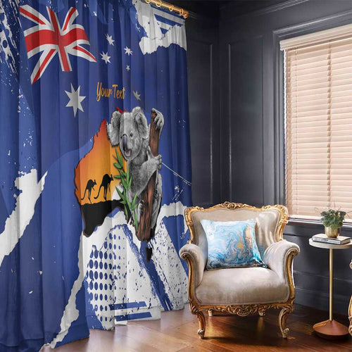 Koala Australia Personalised Window Curtain Aussie Map Flag Color Grunge Pattern