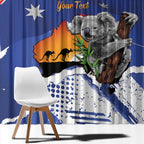 Koala Australia Personalised Window Curtain Aussie Map Flag Color Grunge Pattern