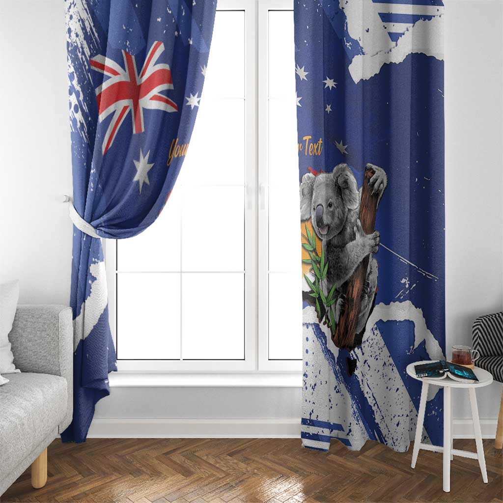 Koala Australia Personalised Window Curtain Aussie Map Flag Color Grunge Pattern