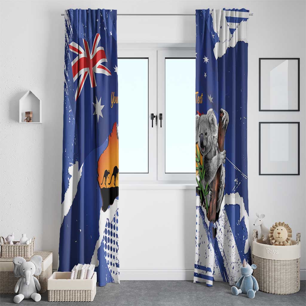 Koala Australia Personalised Window Curtain Aussie Map Flag Color Grunge Pattern