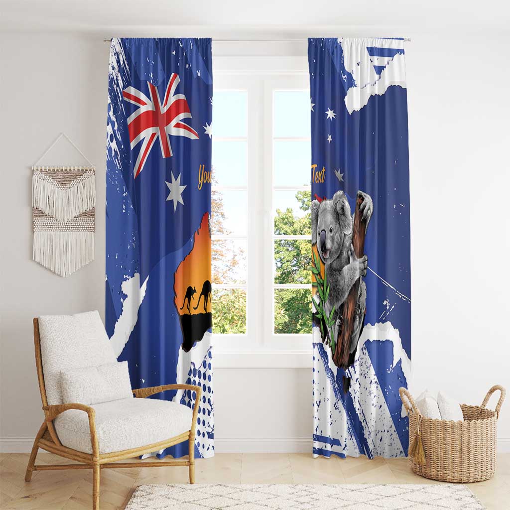 Koala Australia Personalised Window Curtain Aussie Map Flag Color Grunge Pattern