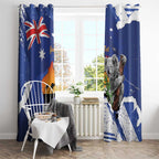 Koala Australia Personalised Window Curtain Aussie Map Flag Color Grunge Pattern