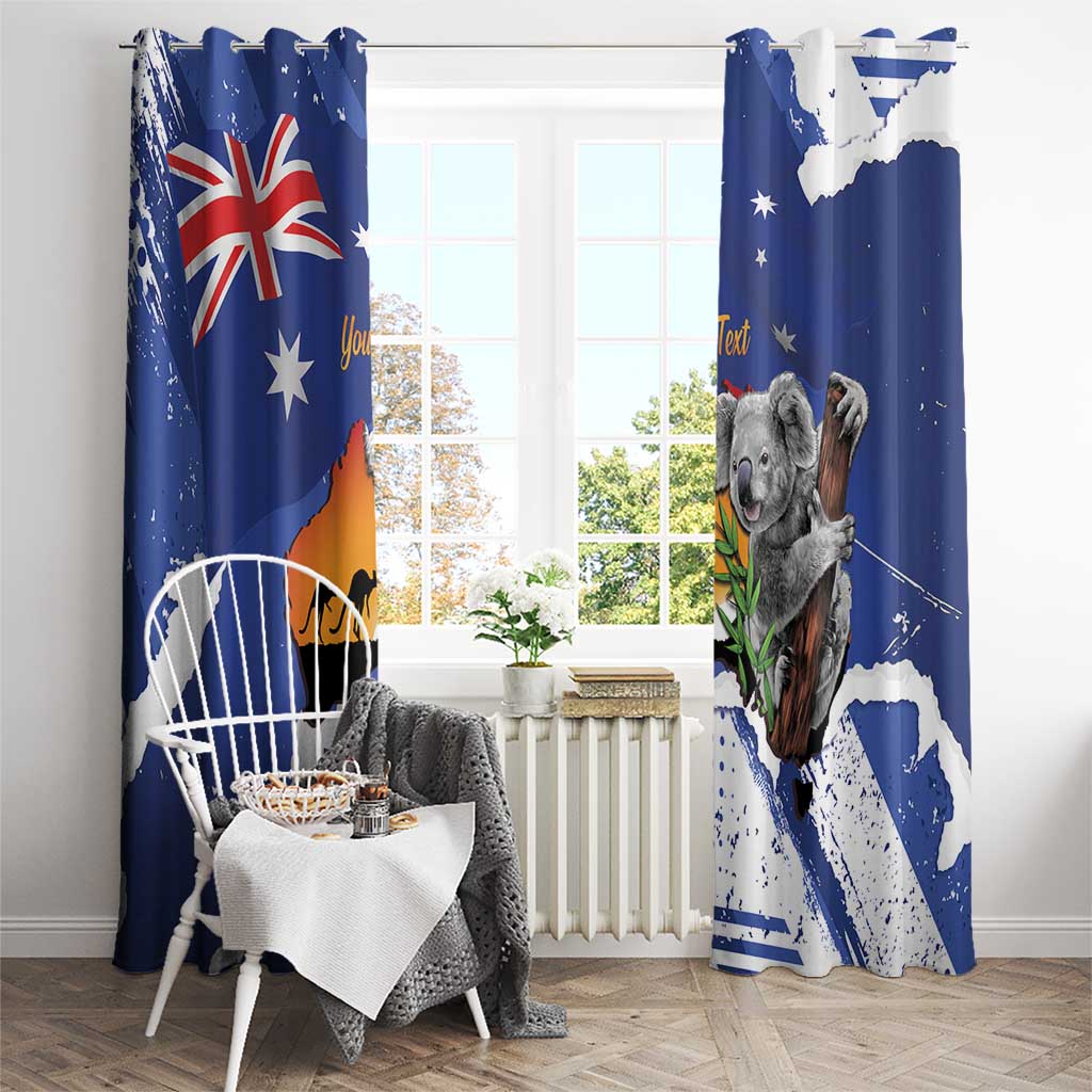 Koala Australia Personalised Window Curtain Aussie Map Flag Color Grunge Pattern
