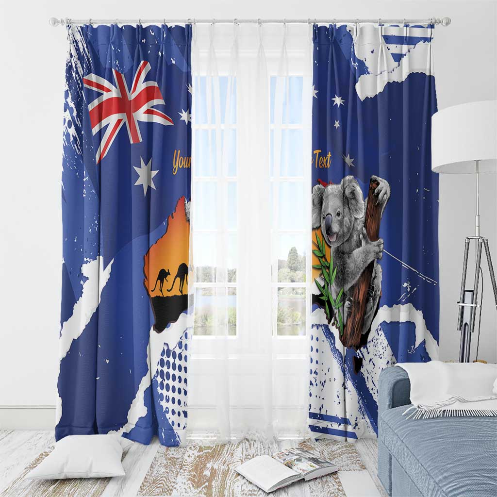 Koala Australia Personalised Window Curtain Aussie Map Flag Color Grunge Pattern