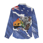 Koala Australia Personalised Women Casual Shirt Aussie Map Flag Color Grunge Pattern