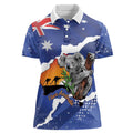 Koala Australia Personalised Women Polo Shirt Aussie Map Flag Color Grunge Pattern
