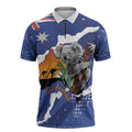 Koala Australia Personalised Zipper Polo Shirt Aussie Map Flag Color Grunge Pattern