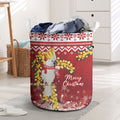 Australia Sulphur-crested Cockatoo Christmas Laundry Basket Aussie Golden Wattle Merry Xmas