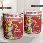 Australia Sulphur-crested Cockatoo Christmas Laundry Basket Aussie Golden Wattle Merry Xmas