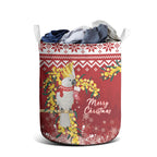Australia Sulphur-crested Cockatoo Christmas Laundry Basket Aussie Golden Wattle Merry Xmas