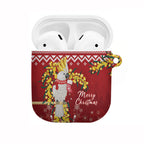 Australia Sulphur-crested Cockatoo Christmas AirPods Case Aussie Golden Wattle Merry Xmas