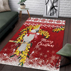 Australia Sulphur-crested Cockatoo Christmas Area Rug Aussie Golden Wattle Merry Xmas