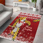 Australia Sulphur-crested Cockatoo Christmas Area Rug Aussie Golden Wattle Merry Xmas