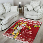 Australia Sulphur-crested Cockatoo Christmas Area Rug Aussie Golden Wattle Merry Xmas