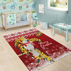 Australia Sulphur-crested Cockatoo Christmas Area Rug Aussie Golden Wattle Merry Xmas
