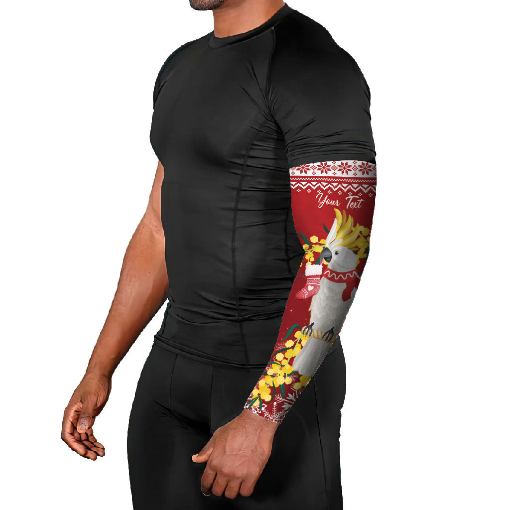 Australia Sulphur-crested Cockatoo Christmas Personalised Arm Sleeves Aussie Golden Wattle Merry Xmas