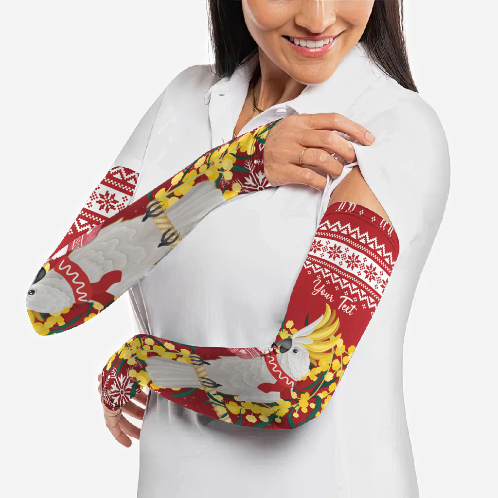 Australia Sulphur-crested Cockatoo Christmas Personalised Arm Sleeves Aussie Golden Wattle Merry Xmas