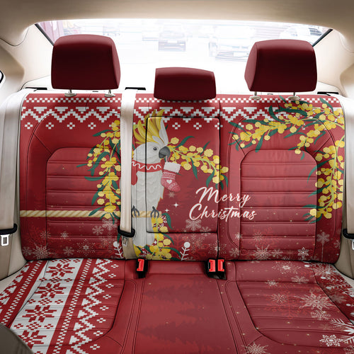 Australia Sulphur-crested Cockatoo Christmas Back Car Seat Cover Aussie Golden Wattle Merry Xmas