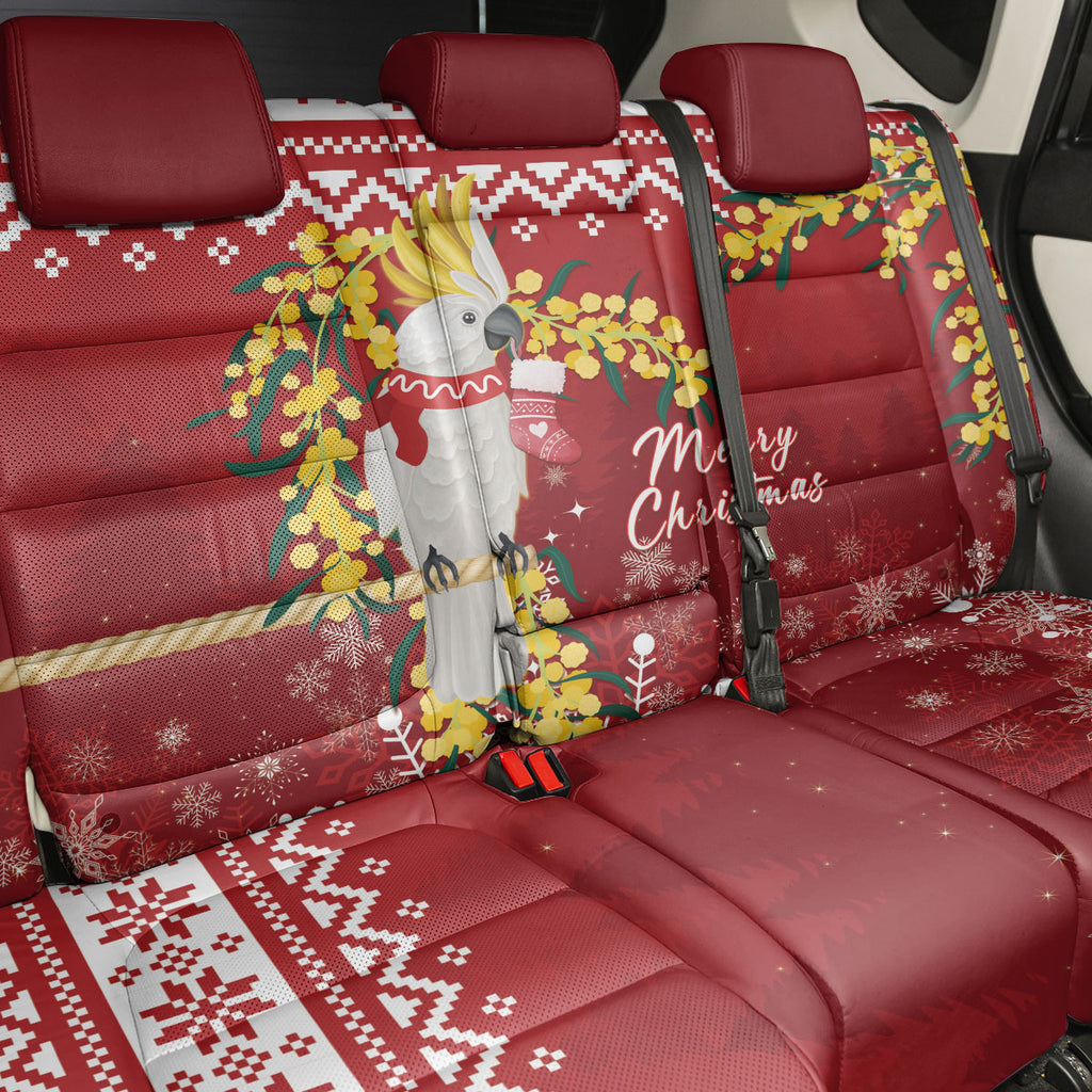 Australia Sulphur-crested Cockatoo Christmas Back Car Seat Cover Aussie Golden Wattle Merry Xmas