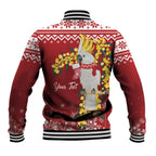 Australia Sulphur-crested Cockatoo Christmas Personalised Baseball Jacket Aussie Golden Wattle Merry Xmas