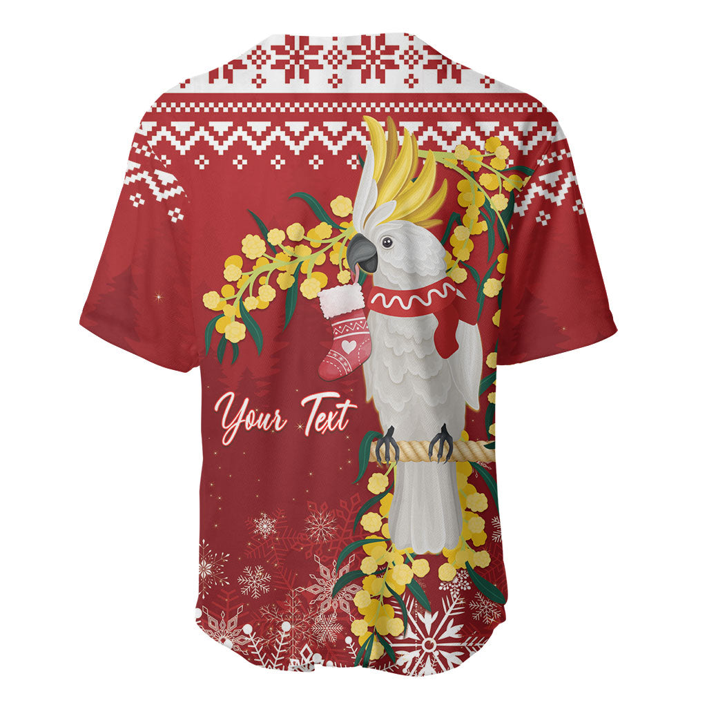 Australia Sulphur-crested Cockatoo Christmas Personalised Baseball Jersey Aussie Golden Wattle Merry Xmas
