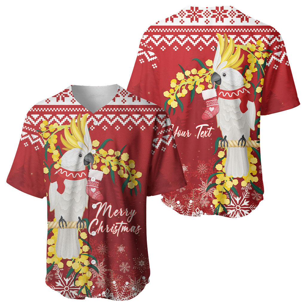 Australia Sulphur-crested Cockatoo Christmas Personalised Baseball Jersey Aussie Golden Wattle Merry Xmas