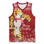 Australia Sulphur-crested Cockatoo Christmas Personalised Basketball Jersey Aussie Golden Wattle Merry Xmas