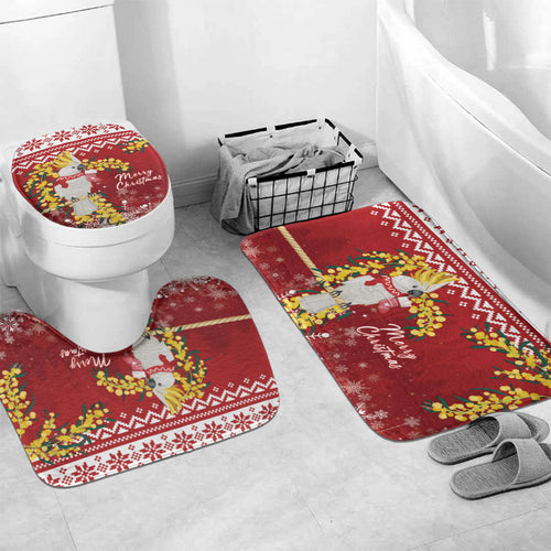 Australia Sulphur-crested Cockatoo Christmas Bathroom Set Aussie Golden Wattle Merry Xmas