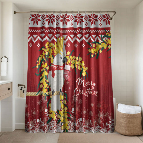 Australia Sulphur-crested Cockatoo Christmas Bathroom Set Aussie Golden Wattle Merry Xmas