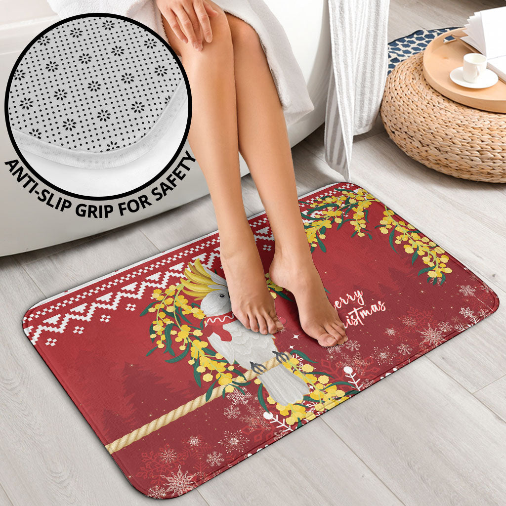 Australia Sulphur-crested Cockatoo Christmas Bathroom Set Aussie Golden Wattle Merry Xmas