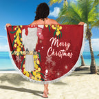 Australia Sulphur-crested Cockatoo Christmas Beach Blanket Aussie Golden Wattle Merry Xmas