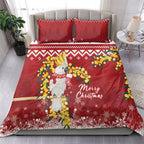 Australia Sulphur-crested Cockatoo Christmas Bedding Set Aussie Golden Wattle Merry Xmas