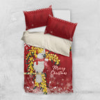 Australia Sulphur-crested Cockatoo Christmas Bedding Set Aussie Golden Wattle Merry Xmas