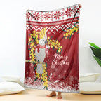 Australia Sulphur-crested Cockatoo Christmas Blanket Aussie Golden Wattle Merry Xmas