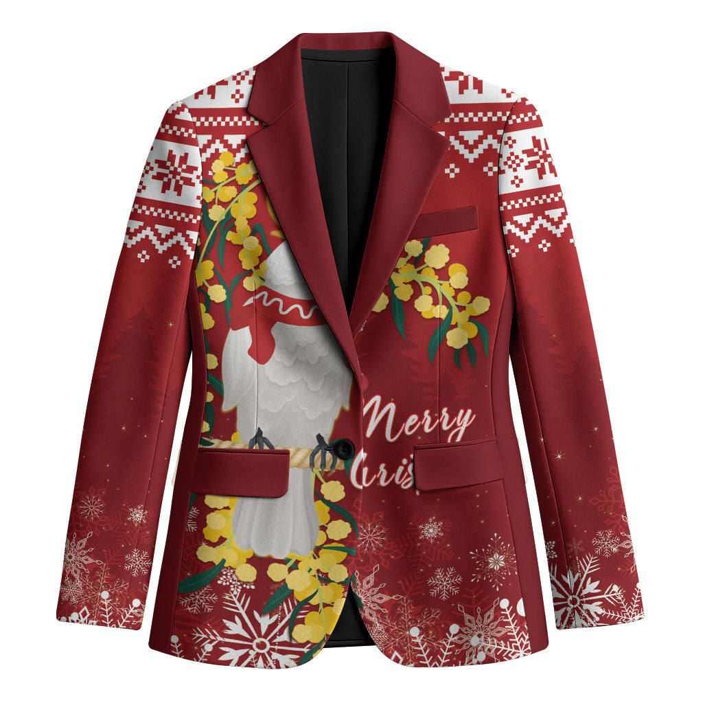 Australia Sulphur-crested Cockatoo Christmas Personalised Blazer Aussie Golden Wattle Merry Xmas