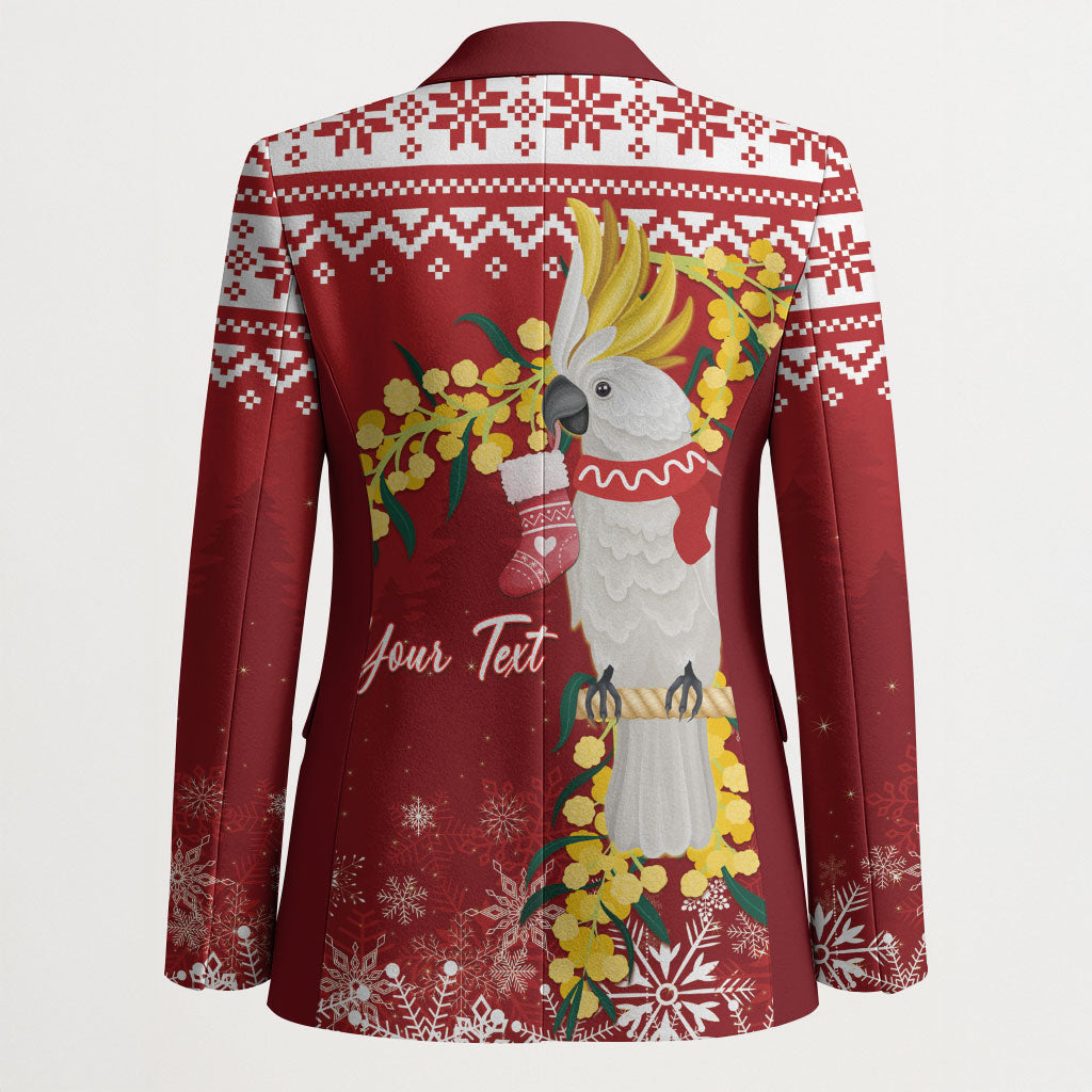 Australia Sulphur-crested Cockatoo Christmas Personalised Blazer Aussie Golden Wattle Merry Xmas