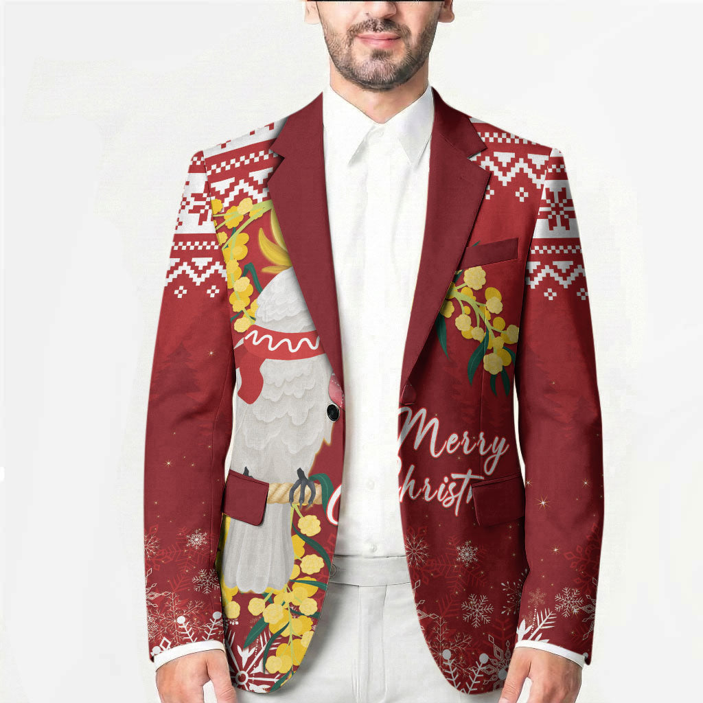 Australia Sulphur-crested Cockatoo Christmas Personalised Blazer Aussie Golden Wattle Merry Xmas