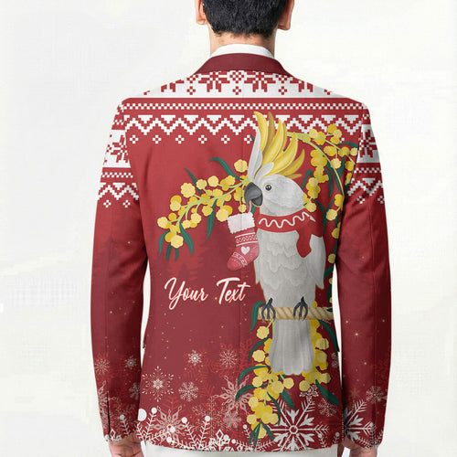 Australia Sulphur-crested Cockatoo Christmas Personalised Blazer Aussie Golden Wattle Merry Xmas