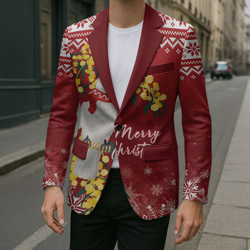 Australia Sulphur-crested Cockatoo Christmas Personalised Blazer Aussie Golden Wattle Merry Xmas