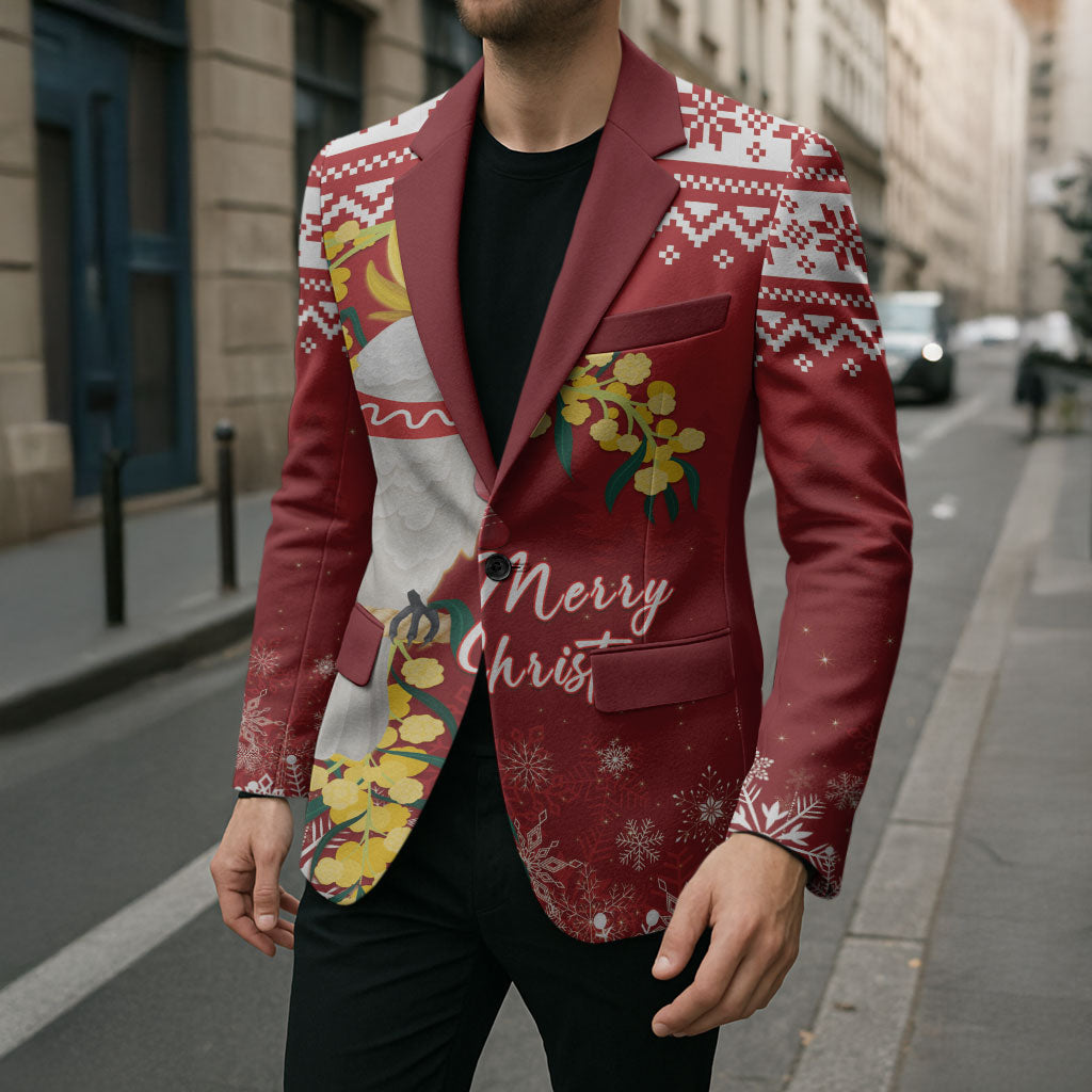 Australia Sulphur-crested Cockatoo Christmas Personalised Blazer Aussie Golden Wattle Merry Xmas
