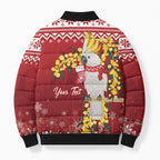 Australia Sulphur-crested Cockatoo Christmas Personalised Bomber Puffer Jacket Aussie Golden Wattle Merry Xmas