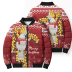 Australia Sulphur-crested Cockatoo Christmas Personalised Bomber Puffer Jacket Aussie Golden Wattle Merry Xmas