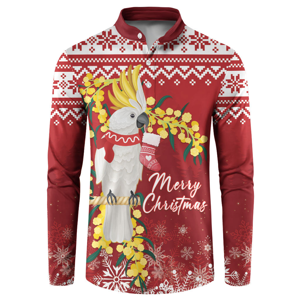 Australia Sulphur-crested Cockatoo Christmas Personalised Button Sweatshirt Aussie Golden Wattle Merry Xmas